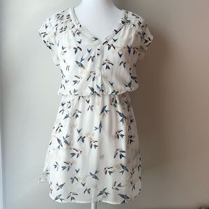 Bird ivory ruched dress with pockets